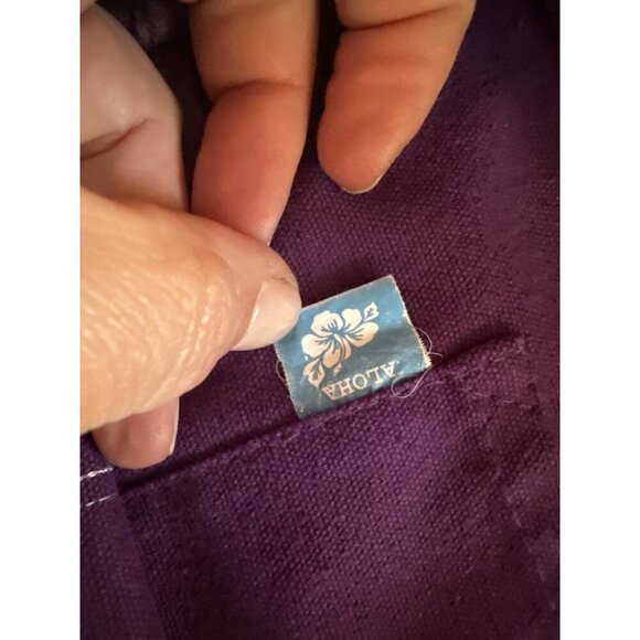 I Love Maui Hawaii Purple Canvas Tote Bag With Rope Handles & Front Pocket - Picture 3 of 6